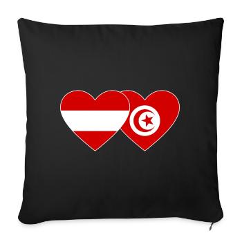 Austria Tunisia Flag Heart - Sofa pillowcase 17,3'' x 17,3'' (45 x 45 cm) - black - Front