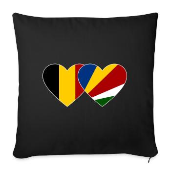 Belgique Drapeau des Seychelles coeur - Housse de coussin décorative 45 x 45 cm - noir - Devant