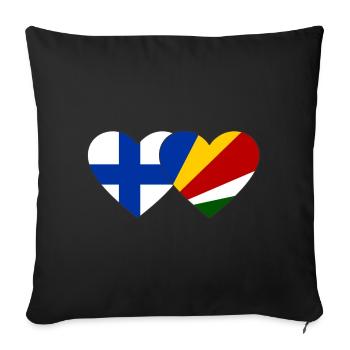 Finlande Seychelles drapeau coeur - Housse de coussin décorative 45 x 45 cm - noir - Devant