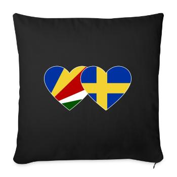 Seychelles Suède drapeau coeur - Housse de coussin décorative 45 x 45 cm - noir - Devant