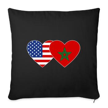 USA Morocco Flag Heart - Sofa pillowcase 17,3'' x 17,3'' (45 x 45 cm) - black - Front
