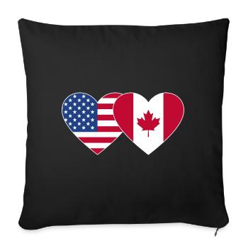 USA Canada Flag Heart - Sofa pillowcase 17,3'' x 17,3'' (45 x 45 cm) - black - Front