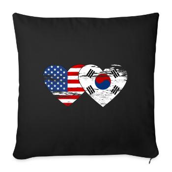Cœur de drapeau de la Corée du Sud utilisé - Housse de coussin décorative 45 x 45 cm - noir - Devant