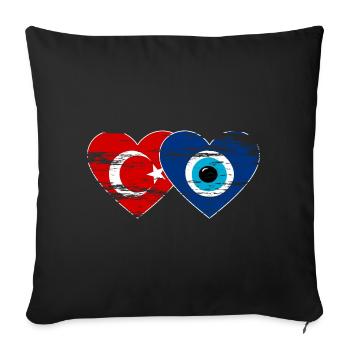 Turkey Nazarperle heart used - Sofa pillowcase 17,3'' x 17,3'' (45 x 45 cm) - black - Front