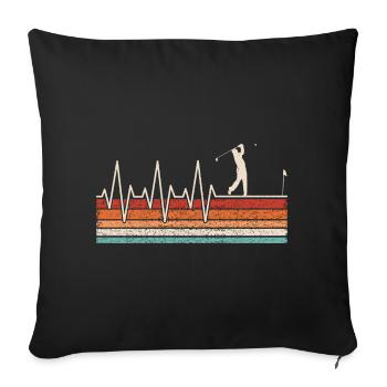 Golfer's heartbeat - Sofa pillowcase 17,3'' x 17,3'' (45 x 45 cm) - black - Front