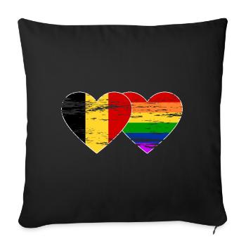 Belgium rainbow flag used - Sofa pillowcase 17,3'' x 17,3'' (45 x 45 cm) - black - Front