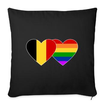 Drapeau arc-en-ciel de Belgique - Housse de coussin décorative 45 x 45 cm - noir - Devant