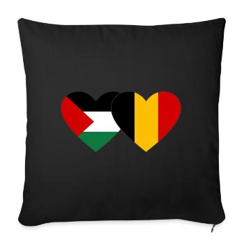 Palestine Belgique Drapeau Coeur - Housse de coussin décorative 45 x 45 cm - noir - Devant