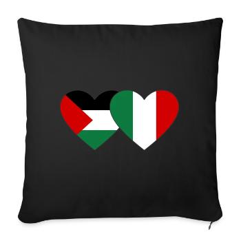 Palestine Italy Flag Heart - Sofa pillowcase 17,3'' x 17,3'' (45 x 45 cm) - black - Front