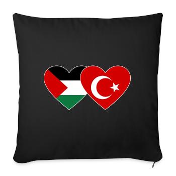 Palestine Turquie Drapeau Coeur - Housse de coussin décorative 45 x 45 cm - noir - Devant