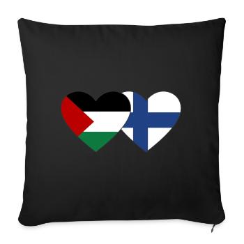 Palestine Finlande Drapeau Coeur - Housse de coussin décorative 45 x 45 cm - noir - Devant