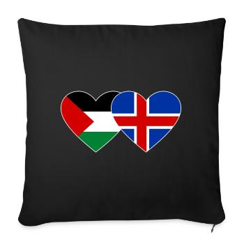 Palestine Islande drapeau coeur - Housse de coussin décorative 45 x 45 cm - noir - Devant