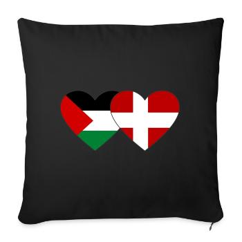 Palestine Denmark Flag Heart - Sofa pillowcase 17,3'' x 17,3'' (45 x 45 cm) - black - Front