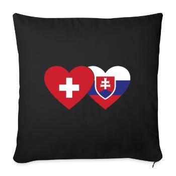 Switzerland Slovakia Flag Heart - Sofa pillowcase 17,3'' x 17,3'' (45 x 45 cm) - black - Front