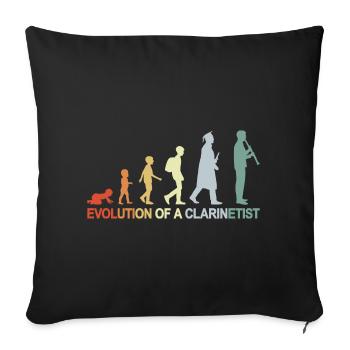 Évolution de la clarinette - Housse de coussin décorative 45 x 45 cm - noir - Devant