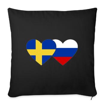 Suède Russalnd drapeau coeur - Housse de coussin décorative 45 x 45 cm - noir - Devant