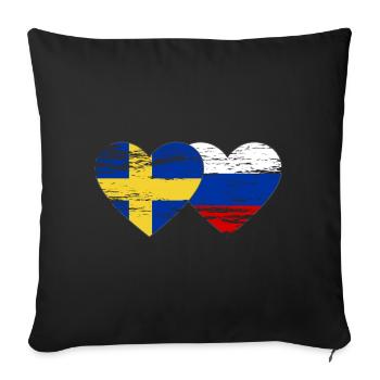 Sweden Russian flag used - Sofa pillowcase 17,3'' x 17,3'' (45 x 45 cm) - black - Front