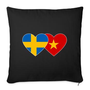 Sweden Vietnam Flag Heart - Sofa pillowcase 17,3'' x 17,3'' (45 x 45 cm) - black - Front