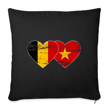 Belgium Vietnam Flag Heart Used - Sofa pillowcase 17,3'' x 17,3'' (45 x 45 cm) - black - Front