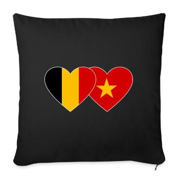 Belgium Vietnam Flag Heart - Sofa pillowcase 17,3'' x 17,3'' (45 x 45 cm) - black - Front