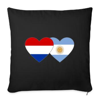 Holland Argentina Flag Heart - Sofa pillowcase 17,3'' x 17,3'' (45 x 45 cm) - black - Front