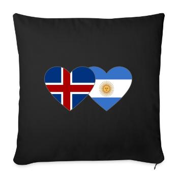 Islande Argentine Drapeau Coeur - Housse de coussin décorative 45 x 45 cm - noir - Devant