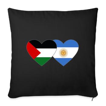 Palestine Argentina Flag Heart - Sofa pillowcase 17,3'' x 17,3'' (45 x 45 cm) - black - Front