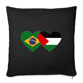 Brazil Palestine Flag Heart - Sofa pillowcase 17,3'' x 17,3'' (45 x 45 cm) - black - Front