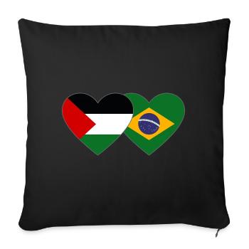 Palestine Brazil Flag Heart - Sofa pillowcase 17,3'' x 17,3'' (45 x 45 cm) - black - Front