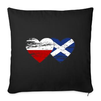 Poland Scotland Flag Heart Used - Sofa pillowcase 17,3'' x 17,3'' (45 x 45 cm) - black - Front