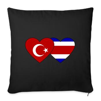 Coeur de drapeau Türkiye Costa Rica - Housse de coussin décorative 45 x 45 cm - noir - Devant