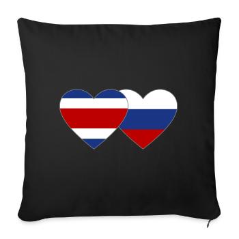 Costa Rica Russie drapeau coeur - Housse de coussin décorative 45 x 45 cm - noir - Devant