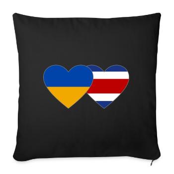 Ukraine Costa Rica Flag Heart - Sofa pillowcase 17,3'' x 17,3'' (45 x 45 cm) - black - Front