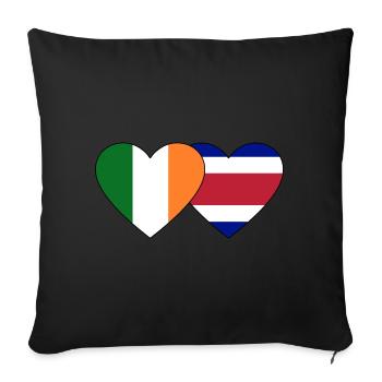 Coeur de drapeau Irlande Costa Rica - Housse de coussin décorative 45 x 45 cm - noir - Devant