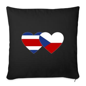 Coeur de drapeau de la République tchèque du Costa Rica - Housse de coussin décorative 45 x 45 cm - noir - Devant