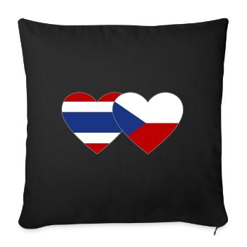 Coeur de drapeau de la République tchèque de Thaïlande - Housse de coussin décorative 45 x 45 cm - noir - Devant
