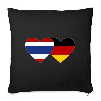 Thaïlande Allemagne Drapeau Coeur - Housse de coussin décorative 45 x 45 cm - noir - Devant