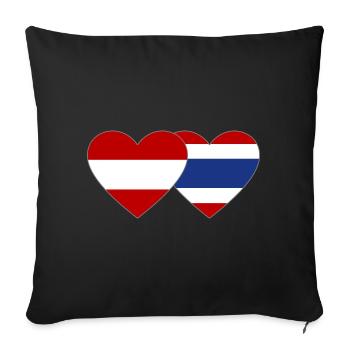 Austria Thailand Flag Heart - Sofa pillowcase 17,3'' x 17,3'' (45 x 45 cm) - black - Front