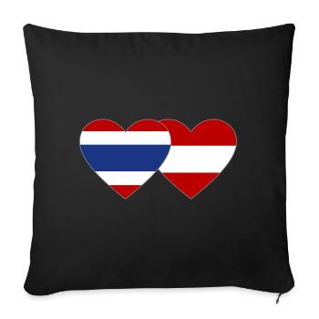 Thailand Austria Flag Heart - Sofa pillowcase 17,3'' x 17,3'' (45 x 45 cm) - black - Front