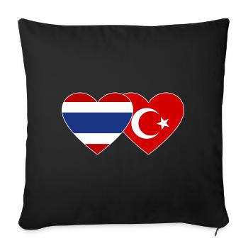 Coeur de drapeau de Thaïlande Türkiye - Housse de coussin décorative 45 x 45 cm - noir - Devant