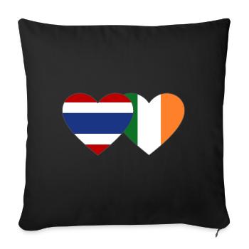 Thaïlande Irlande drapeau coeur - Housse de coussin décorative 45 x 45 cm - noir - Devant
