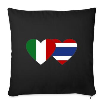 Italie Thaïlande Drapeau Coeur - Housse de coussin décorative 45 x 45 cm - noir - Devant