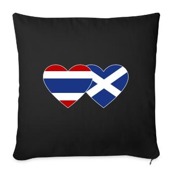 Coeur de drapeau de Thaïlande Ecosse - Housse de coussin décorative 45 x 45 cm - noir - Devant
