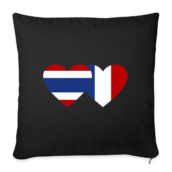 Thaïlande France Drapeau Coeur - Housse de coussin décorative 45 x 45 cm - noir - Devant
