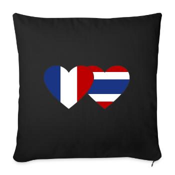 France Thaïlande Drapeau Coeur - Housse de coussin décorative 45 x 45 cm - noir - Devant