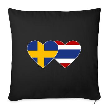 Coeur de drapeau Suède Thaïlande - Housse de coussin décorative 45 x 45 cm - noir - Devant