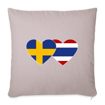 Coeur de drapeau Suède Thaïlande - Housse de coussin décorative 45 x 45 cm - taupe clair - Devant