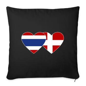 Coeur de drapeau Thaïlande Danemark - Housse de coussin décorative 45 x 45 cm - noir - Devant
