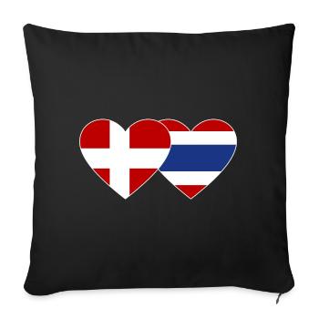 Denmark Thailand Flag Heart - Sofa pillowcase 17,3'' x 17,3'' (45 x 45 cm) - black - Front
