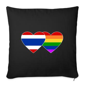 Coeur de drapeau LGBT de Thaïlande - Housse de coussin décorative 45 x 45 cm - noir - Devant